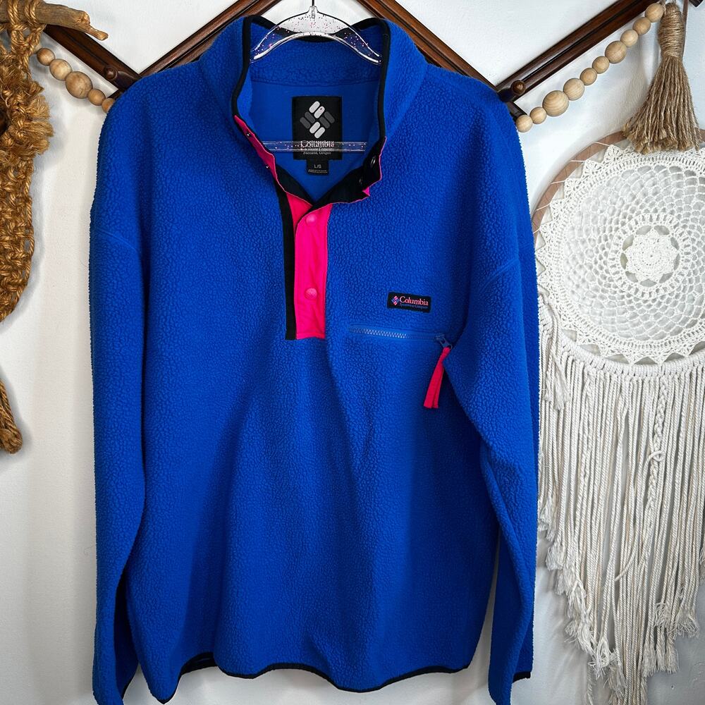 Columbia Helvetia II Blue Fuchsia Half Snape Fleece Pullover